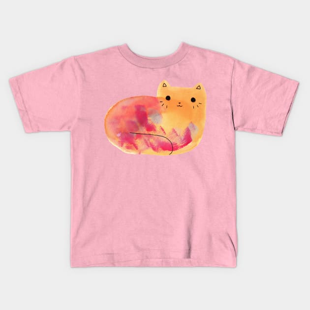 Colorful Watercolor Cat Kids T-Shirt by saradaboru